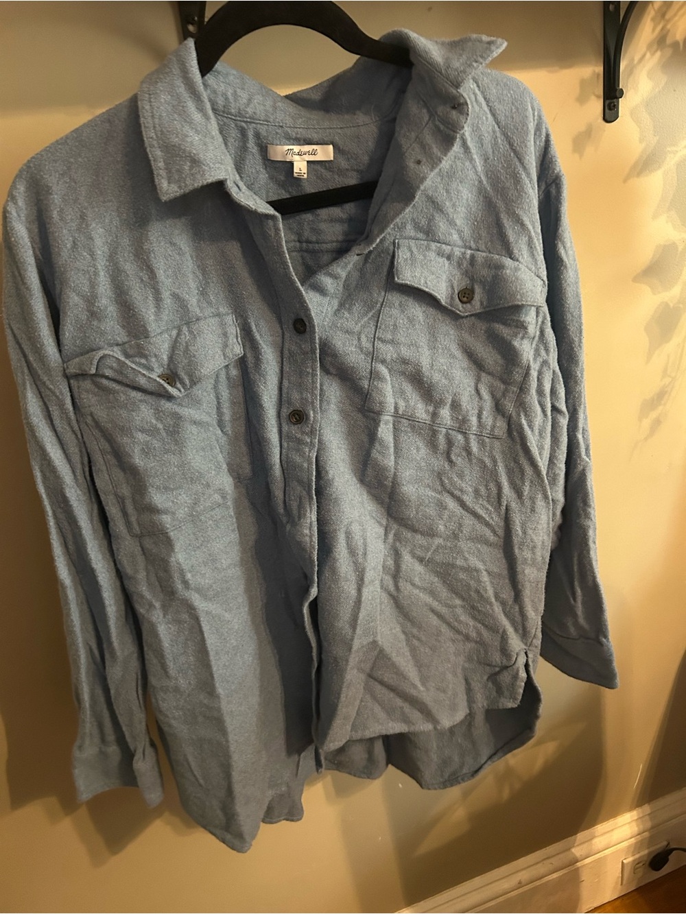 Madewell blue top/shacket size large NWOT